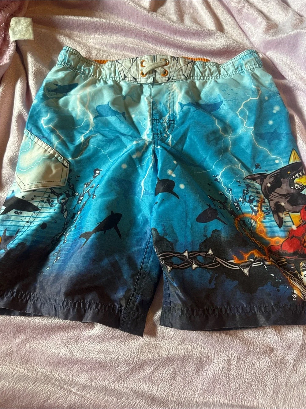 2 Kids Blue -Print Swim Trunks